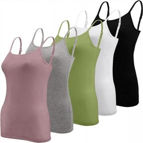 img 4 attached to Essential Women'S Camisole Set - 5-Pack Of Spaghetti Strap Tank Tops By BQTQ