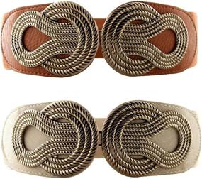 img 4 attached to VOCHIC Vintage Interlock Elastic Stretchy Women's Accessories ~ Belts