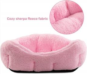 img 2 attached to Sherpa Fleece Pet Bed - Hollypet Rectangular Dog Bed For Small & Medium-Sized Dogs & Cats, Self-Warming Sleeping Bag Cushion In Pink