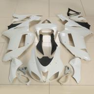 xfmt motorcycle white unpainted abs plastic fairing cowl bodywork set compatible with kawasaki ninja zx6r zx-6r zx 6r 2007 2008 logo