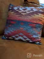img 1 attached to Emvency Square 20x20 Inches Aztec Navajo Decorative Pillowcase: Tribal Linen Throw Pillow Cover in Orange Red Grey, Perfect for Bedroom Sofa - Hidden Zipper Included review by Micheal Looney