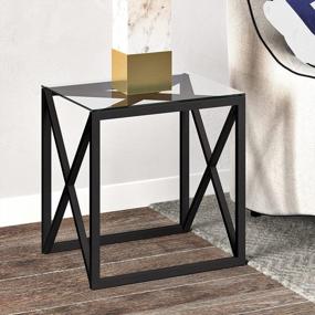 img 4 attached to Modern And Sleek Dixon Square Side Table In Blackened Bronze - 20'' Wide