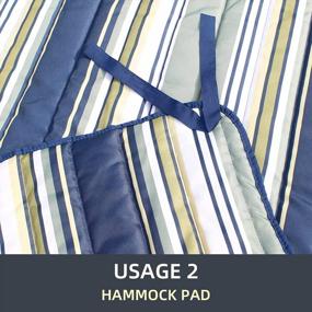 img 2 attached to SUNLAX Double Hammock: 12FT Steel Stand, Pad, Pillow For Indoor/Outdoor Use - Blue And Aqua Stripes