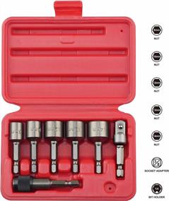 img 2 attached to KAIFNT K452 Magnetic Power Nut Driver Bit Set With Socket Adapter And Extension, Quick-Change 1/4-Inch Hex Shank, Metric, 7-Piece