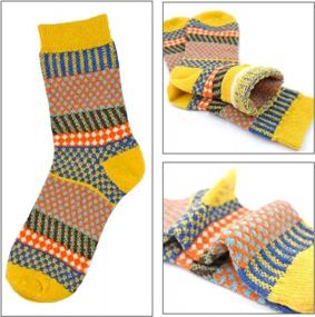 img 3 attached to 5-Pack YZKKE Women'S Vintage Wool Crew Socks For Winter - Soft, Warm, Thick And Cozy In Multicolor - One Size Fits All