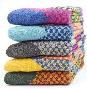 img 2 attached to 5-Pack YZKKE Women'S Vintage Wool Crew Socks For Winter - Soft, Warm, Thick And Cozy In Multicolor - One Size Fits All