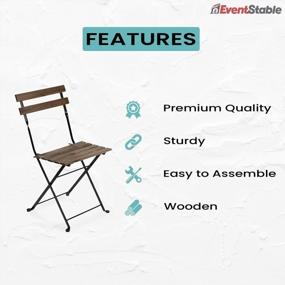 img 2 attached to 4 Pack Commercial-Grade Foldable Wooden Patio Chairs With Sturdy Black Steel Frame - Armless Folding Lawn Chair For Garden Backyard Porch Bistro