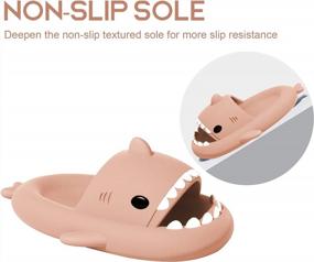 img 2 attached to Metog Cloud Shark Slides: Lightweight And Cute Non-Slip Open Toe Slippers For Women And Men, Perfect For Beach, Shower, And More