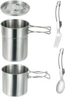 2pcs camping cookware set - 33oz & 24oz 304 food grade stainless steel cups and mugs pot with vented lid for backpacking, picnic, hiking logo