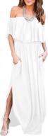 lilbetter women's off-shoulder ruffle maxi dress with side split for parties and beach wear логотип