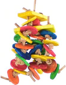 img 4 attached to Paradise Featherland - Multicolored Spinning Falls Hanging Bird Cage Toy for Parrots, Small & Medium Birds