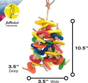 img 3 attached to Paradise Featherland - Multicolored Spinning Falls Hanging Bird Cage Toy for Parrots, Small & Medium Birds