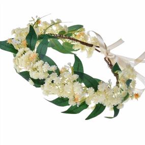 img 2 attached to Beautiful Boho Flower Crown For Women & Girls - Adjustable Ribbon Headpiece Wreath Garland