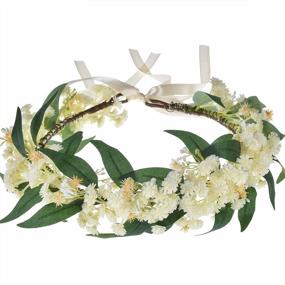 img 4 attached to Beautiful Boho Flower Crown For Women & Girls - Adjustable Ribbon Headpiece Wreath Garland