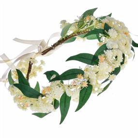 img 3 attached to Beautiful Boho Flower Crown For Women & Girls - Adjustable Ribbon Headpiece Wreath Garland