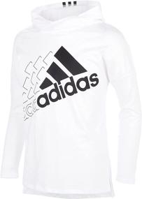 img 4 attached to 👚 Stylish and Comfy: Adidas Sleeve Hooded Heather Graphic Girls' Clothing at Active