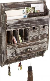 img 4 attached to Streamline Your Entryway With The MyGift Torched Wood Wall Organizer: Complete With Mail Holder, Storage Compartments, Drawers, And Key Hooks