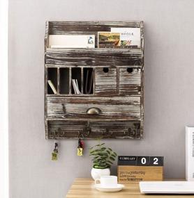 img 2 attached to Streamline Your Entryway With The MyGift Torched Wood Wall Organizer: Complete With Mail Holder, Storage Compartments, Drawers, And Key Hooks