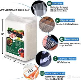 img 2 attached to 🛍️ 200 BPA Free Quart Vacuum Sealer Bags, 8 x 12 inch, Food Saver Bags Compatible with All Vac Machines, Seal a Meal, Weston | Commercial Grade, Precut Meal Prep Sous Vide Bags