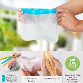 img 3 attached to Kaitse Reusable Bags Set of 8 - BPA Free, (3 Snack Bags, 3 Large 👜 Bags, 2 Freezer Gallon Bags) - Extra Thick, Leakproof & Resealable Snack Bags for Reusable Food Storage