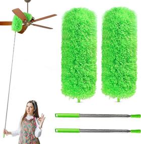 img 4 attached to 🧹 NaHous 2 Pack Microfiber Duster with Extendable 100 inch Telescopic Pole - Ideal for Cleaning Ceiling Fan, High Ceiling, Blinds, Furniture
