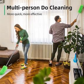 img 2 attached to 🧹 NaHous 2 Pack Microfiber Duster with Extendable 100 inch Telescopic Pole - Ideal for Cleaning Ceiling Fan, High Ceiling, Blinds, Furniture