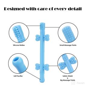 img 2 attached to 🍼 Hollow Teething Tubes with Safety Shield: BPA-Free Silicone Teether Toy for Babies 3-18 Months - Freezable & Easy to Clean (Four-Color)