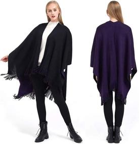 img 2 attached to 🧣 Stay Cozy in Style with VamJump Knitted Cashmere Oversized Ponchoes: Women's Accessories at Scarves & Wraps