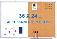 36x24 inch magnetic whiteboard and cork board combo for home or office wall with push pin bulletin board and marker set - versatile vision board, dry erase board, and memo board with 6 magnets. логотип