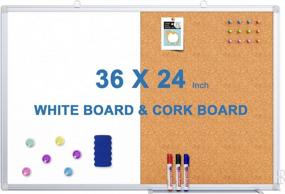 img 4 attached to 36X24 Inch Magnetic Whiteboard And Cork Board Combo For Home Or Office Wall With Push Pin Bulletin Board And Marker Set - Versatile Vision Board, Dry Erase Board, And Memo Board With 6 Magnets.
