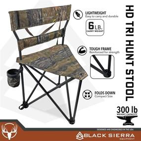 img 3 attached to 🪑 Black Sierra Heavy Duty Tri-Hunt Stool with Padding, Oversize Folding Chair for Camping and Hunting, Steel Frame, 300 LBS Support, Camo Design