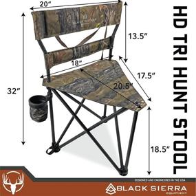 img 2 attached to 🪑 Black Sierra Heavy Duty Tri-Hunt Stool with Padding, Oversize Folding Chair for Camping and Hunting, Steel Frame, 300 LBS Support, Camo Design