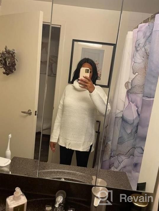 img 1 attached to Chunky Knit Turtle Neck Pullover Sweater For Women - Casual Long Sleeve Top With Side Slit By PrinStory review by John Young