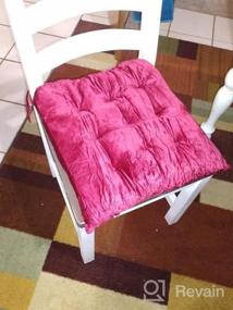 img 5 attached to ELFJOY Набор из 4 квадратных подушек для стульев, подушки для сидений в помещении, подушки с завязками, толстая мягкая подушка для сидения для кухни, обеденного офисного стула (18 ", бордовый1)