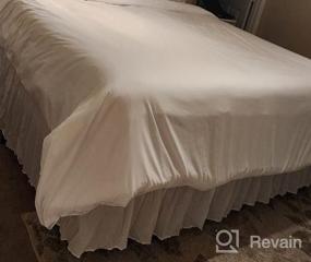 img 6 attached to Queen/King/C-King Size Beige Wrap Around Ruffled Bed Skirt With Adjustable Elastic Belt - 18 Inch Drop Easy To Put On, Wrinkle Free Bedskirt Dust Ruffles, Bed Frame Cover
