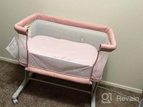img 5 attached to INFANS Baby Bassinet Bedside Sleeper: Portable, Full Mesh Crib With 5 Height Adjustments & Travel Bag!
