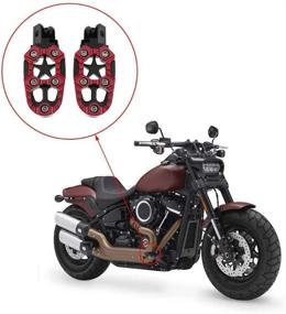 img 1 attached to 🏍️ Red Universal Metal Motorcycle Foot Pegs with Off-Road Spring and Folding Feature by LIUYE