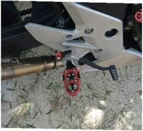 img 2 attached to 🏍️ Red Universal Metal Motorcycle Foot Pegs with Off-Road Spring and Folding Feature by LIUYE