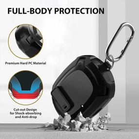 img 3 attached to Shockproof Protective Case For Beats Studio Buds Headphones - Durable TPU Armor Shield With Lock Latch, Carabiner And Full-Body Coverage - Black By IMangoo