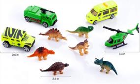 img 2 attached to Dinosaur Transporter Toy Truck Set With 6 Dinos, 3 Cars, And A Helicopter - Perfect Gift For Kids!