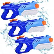 3 pack water guns: 600cc super blaster soaker for boys girls - long range high capacity summer pool beach outdoor water fighting toy (blue) логотип