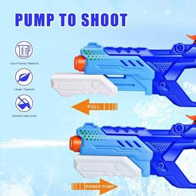 img 1 attached to 3 Pack Water Guns: 600CC Super Blaster Soaker For Boys Girls - Long Range High Capacity Summer Pool Beach Outdoor Water Fighting Toy (Blue)