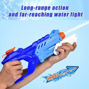 img 2 attached to 3 Pack Water Guns: 600CC Super Blaster Soaker For Boys Girls - Long Range High Capacity Summer Pool Beach Outdoor Water Fighting Toy (Blue)