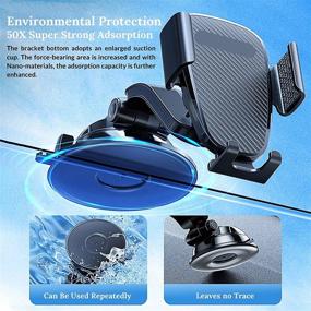 img 1 attached to 📱 Universal Car Phone Holder Mount for Dashboard/Windshield - Handsfree, Washable, Strong Suction, 360° Rotation | Compatible with iPhone & Android Smartphones