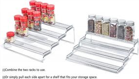 img 3 attached to MEIQIHOME 4 Tier Expandable Spice Rack Organizer (11.4 To 22.8 Inch) Step Shelf Spice Storage Holder, For Kitchen Cabinet Countertop Cupboard Pantry, Metal, Chrome