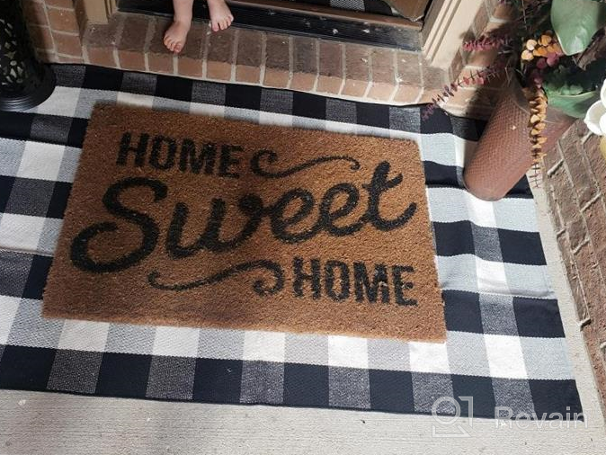 img 1 attached to Hand-Woven Cotton Buffalo Plaid Check Rug - 35.4''X59'' Indoor/Outdoor Area Rugs For Layered Door Mats, Washable Carpet For Porch/Kitchen/Farmhouse Black And White review by Anthony Watkins