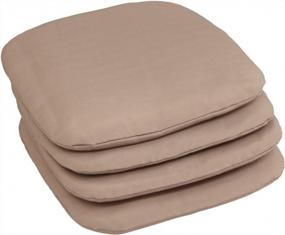 img 1 attached to BrylaneHome Set Of 4 Stacking Chair Pads Patio Cushion, Khaki Beige