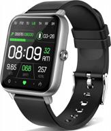 smartwatch with 1.69" touch screen, pedometer, blood pressure & heart rate monitor, ip68 waterproof for men & women - compatible with android & iphone (silver) logo