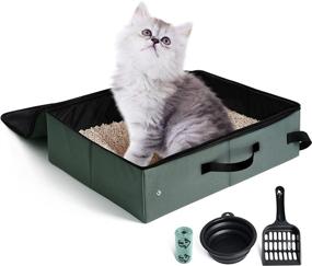 img 4 attached to 🐱 LIOOPET Collapsible Travel Litter Box with Leak-Proof Lid for Cats - Portable & Ideal for Hotel Stays, Road Trips - (18x14x5.5 Inches)