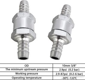 img 3 attached to 🔧 2-Pack 10mm (3/8-inch) Aluminum Alloy Non-Return One-Way Check Valve for Fuel Oil Petrol Diesel, with 4-Piece Universal Adjustable Hose Clamps and 1 Stubby Multibit 2-in-1 Screwdriver